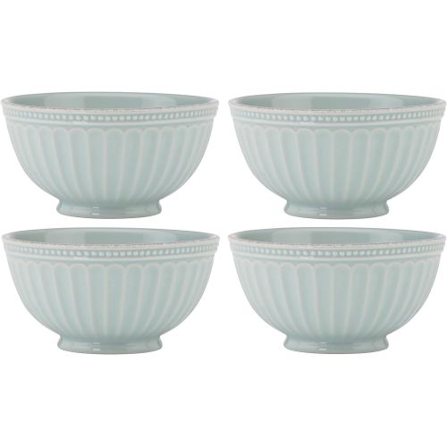 레녹스 Lenox French Perle Groove 4-Piece Bowl Set, 5.60 LB, Blue