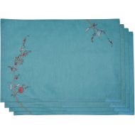 Lenox Chirp Embroidered Set of 4 Placemats, Aqua