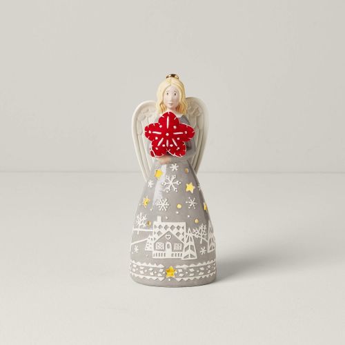 레녹스 Lenox Festive Folk Light-Up Angel Figurine, 0.90 LB, Ivory