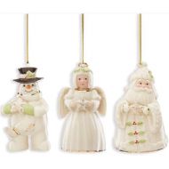 Lenox Holiday Cheer 3-Piece Set Ornaments Snowman, Santa and Angel