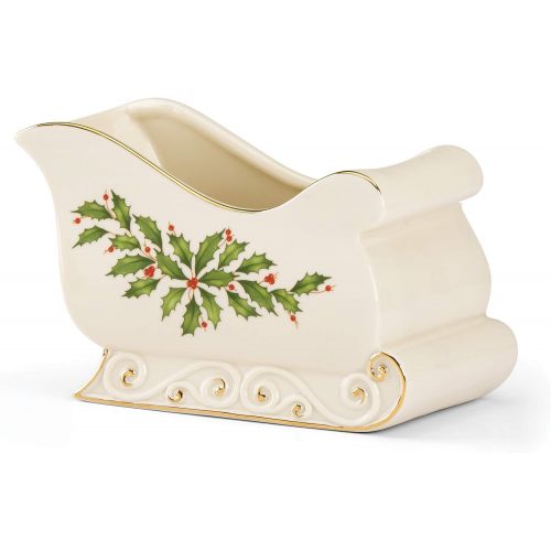 레녹스 Lenox Holiday Sleigh Candy Dish, 1.40 LB, Red & Green