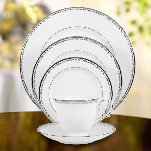 레녹스 Lenox Pearl Platinum Bone China 5-Piece Place Setting, Service for 1,White -