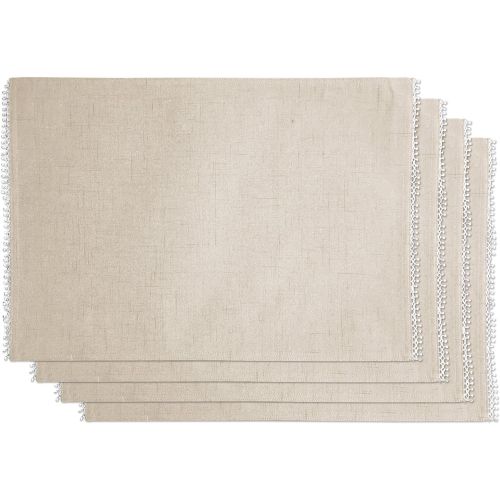 레녹스 Lenox French Perle Solid Set of 4 Placemats, Natural Linen