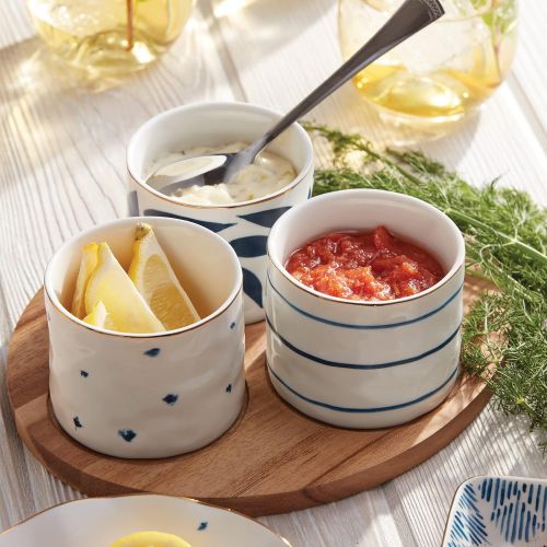 레녹스 Lenox Blue Bay 4-Piece Snack Bowl & Tray Set, 2.10 LB