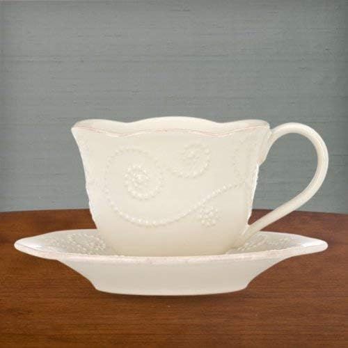 레녹스 Lenox French Perle Cup and Saucer Set, White -