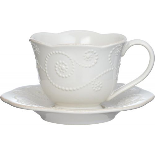 레녹스 Lenox French Perle Cup and Saucer Set, White -