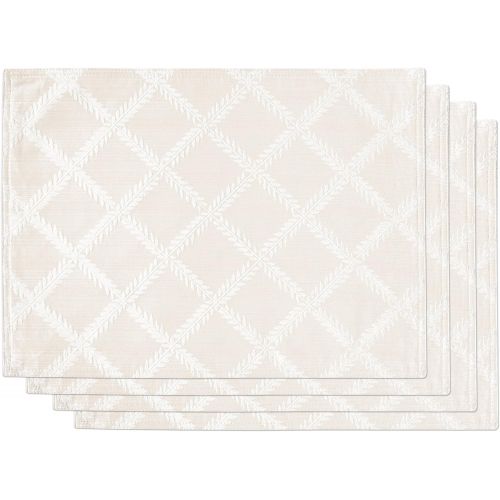 레녹스 Lenox Laurel Leaf Set of 4 Placemats, White