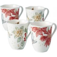 Lenox Butterfly Meadow Holiday 4-Piece Mug Set, 2.40 LB, Red & Green