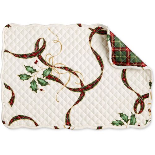 레녹스 Lenox Holiday Nouveau Quilted Reversible Placemats, Set of 4