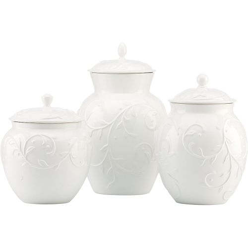 레녹스 Lenox Opal Innocence Carved 3-piece Canister Set, 6.00 LB, White