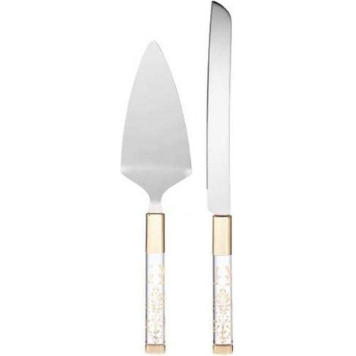 레녹스 Lenox Opal Innocence Flourish Cake Knife & Server, 0.70 LB, Metallic