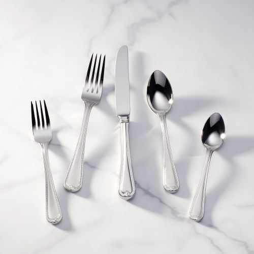 레녹스 Lenox Vintage Jewel Frosted 5-Piece Stainless Steel Flatware Place Setting, Service for 1, Silver -