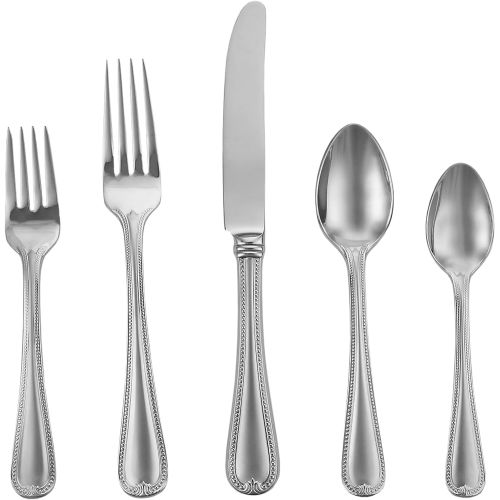 레녹스 Lenox Vintage Jewel Frosted 5-Piece Stainless Steel Flatware Place Setting, Service for 1, Silver -