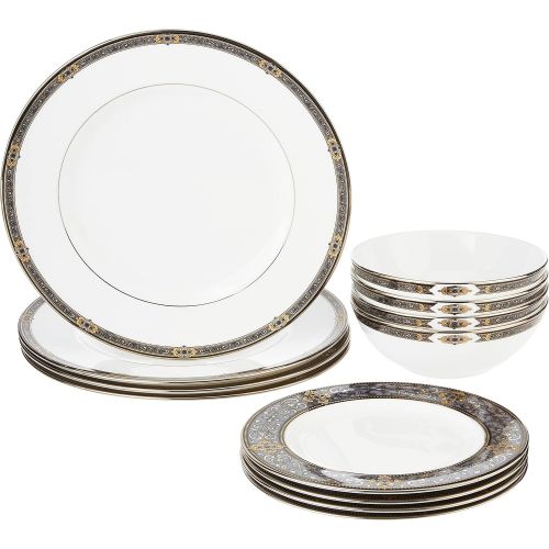 레녹스 Lenox Vintage Jewel&Reg 12-Piece Dinnerware Set, 14.70 LB, Black