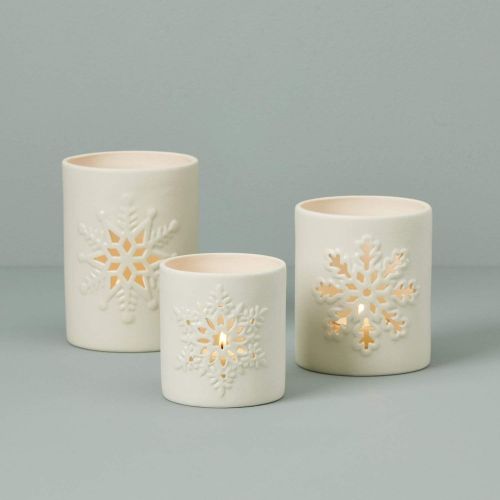 레녹스 Lenox Snowflake 3-Piece Votive Set, 5.15 LB, Multi