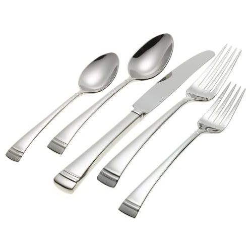 레녹스 Lenox Federal Platinum 5-Piece Stainless Steel Flatware Place Setting, Service for 1, Silver -