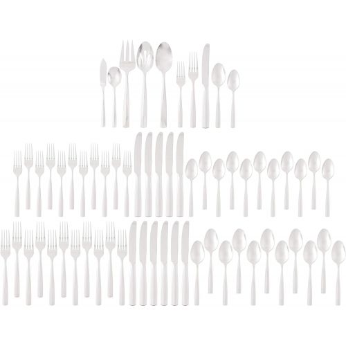 레녹스 Lenox Lachlan 65-Piece Flatware Set, 10.45 LB, Metallic