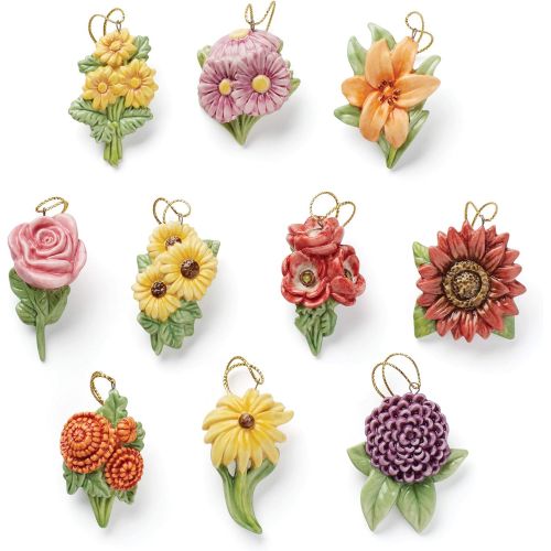 레녹스 Lenox Fall Flowers 10-Piece Ornament Set, 0.55 LB, Multi