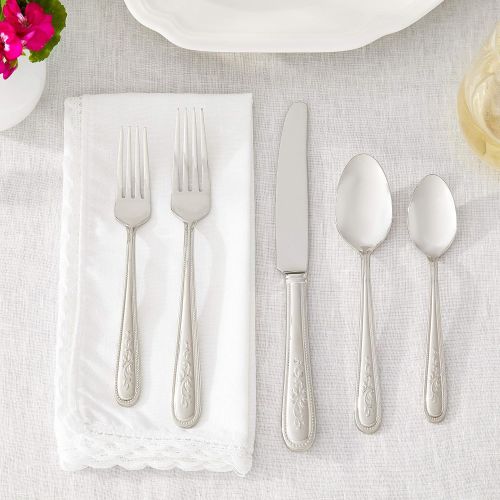 레녹스 Lenox Opal Innocence 20-piece Flatware Set, 3.30 LB, Metallic