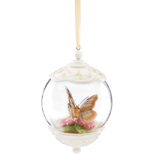 레녹스 Lenox Butterfly Meadow Gold Globe Ornament, 0.70 LB, Multi