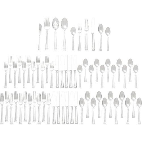 레녹스 Lenox Esquire 65-piece Flatware Set, 8.70 LB, Metallic