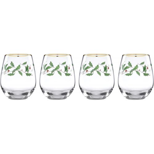 레녹스 Lenox Holiday 4-Piece Stemless Wine Glasses