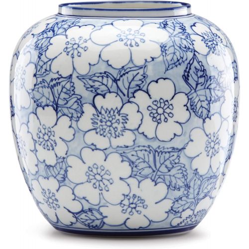 레녹스 Lenox Painted Indigo Floral Round Vase, 1.90 LB, Blue
