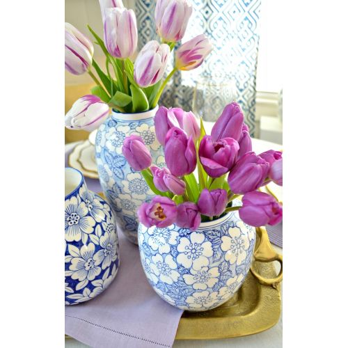레녹스 Lenox Painted Indigo Floral Round Vase, 1.90 LB, Blue