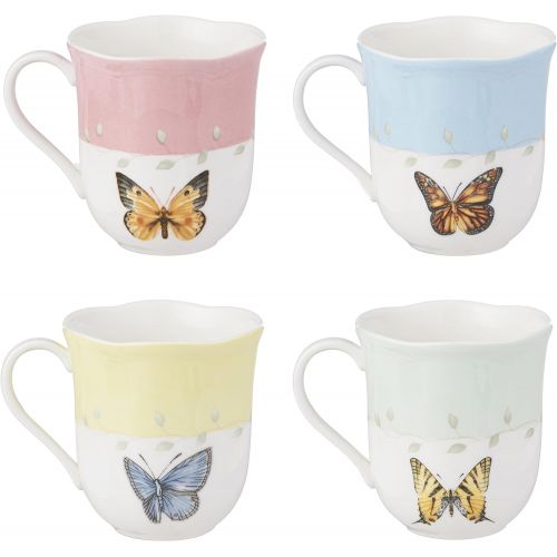 레녹스 Lenox Butterfly Meadow Mug Set of 4 White Dinnerware -