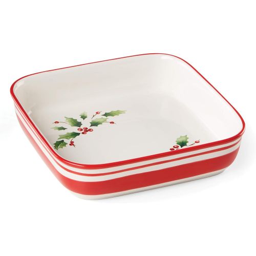 레녹스 Lenox 890774 Holiday Handpaint Stripe Square Dish