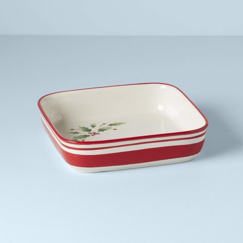 레녹스 Lenox 890774 Holiday Handpaint Stripe Square Dish