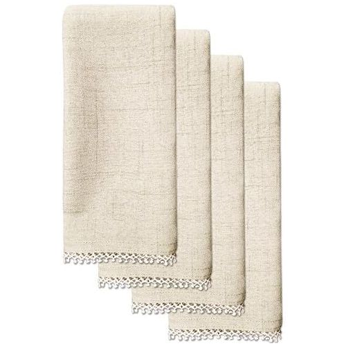 레녹스 Lenox French Perle Solid Set of 4 Napkins, Natural Linen