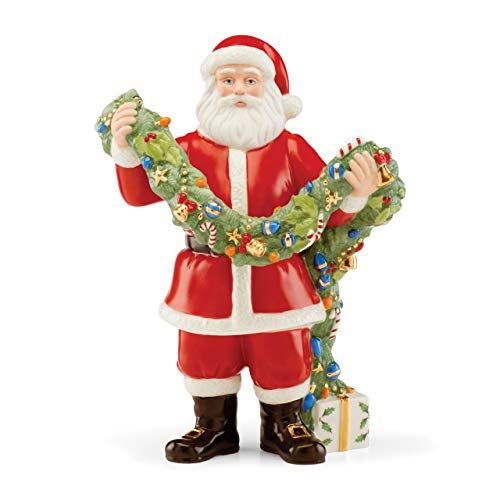 레녹스 Lenox 2020 Santa Decking The Halls Figurine, 1.30 LB, Multi