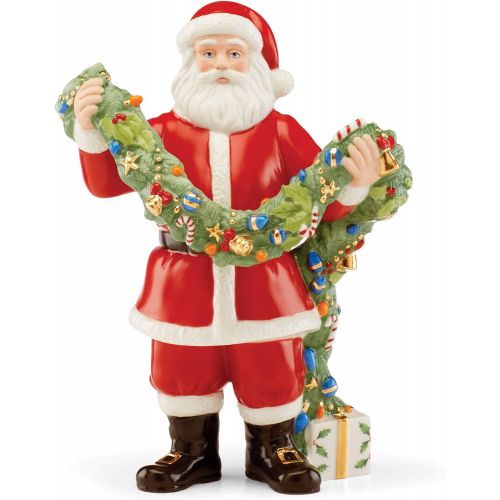 레녹스 Lenox 2020 Santa Decking The Halls Figurine, 1.30 LB, Multi