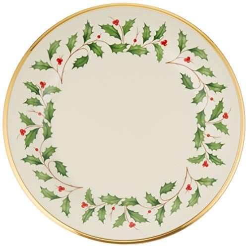 레녹스 Lenox Holiday Dinner Plate, 1.65 LB, Red & Green