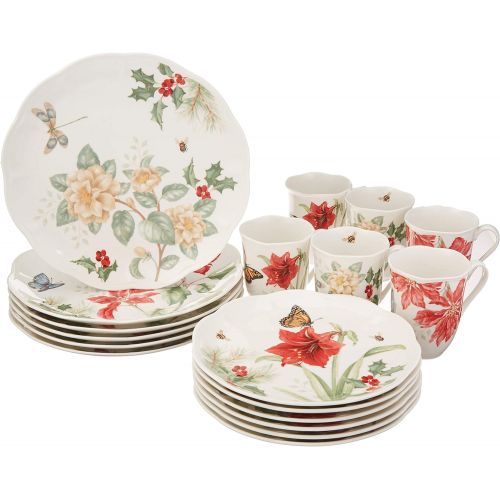 레녹스 Lenox Butterfly Meadow 18 Piece Holiday Dinnerware Set