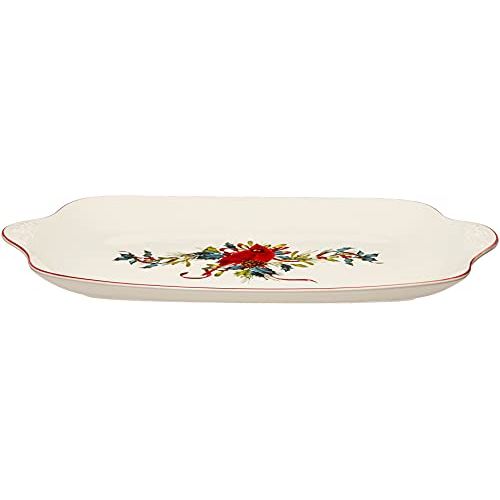 레녹스 Lenox Winter Greetings Oversized Platter, 5.90 LB, Red & Green