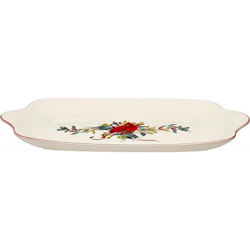 레녹스 Lenox Winter Greetings Oversized Platter, 5.90 LB, Red & Green