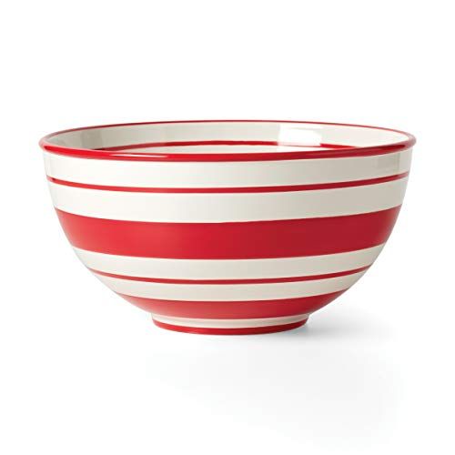 레녹스 Lenox Holiday Stripe Mixing Bowl, 8.0 LB, Red & Green