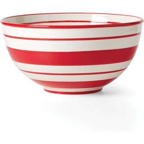 레녹스 Lenox Holiday Stripe Mixing Bowl, 8.0 LB, Red & Green