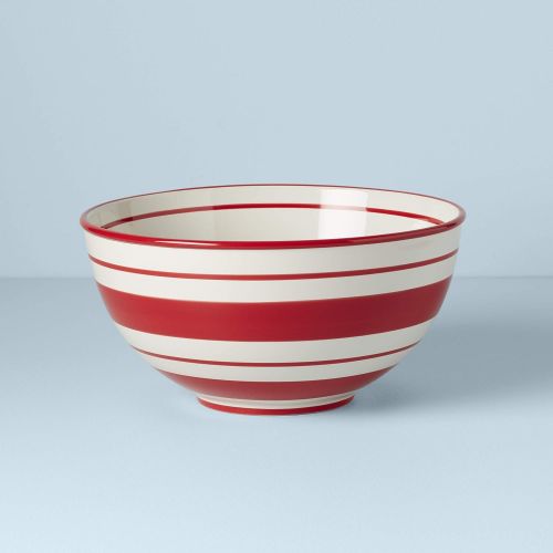 레녹스 Lenox Holiday Stripe Mixing Bowl, 8.0 LB, Red & Green