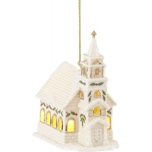 레녹스 Lenox Christmas Village Church Lighted Ornament, 0.50 LB, Ivory
