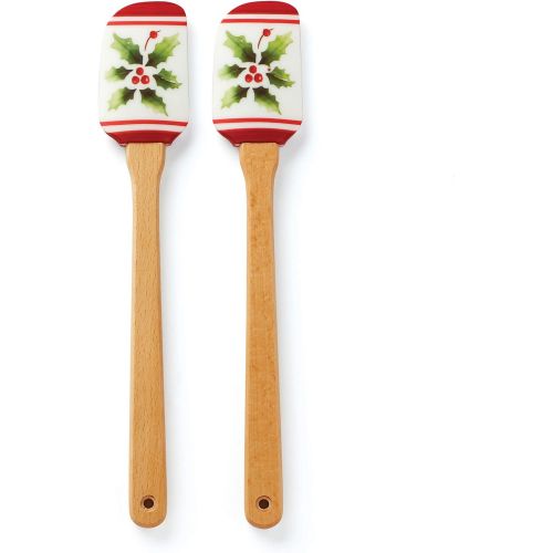 레녹스 Lenox Holiday Handpaint Stripe 2 Piece Spatula Set, 0.25 LB, Multi