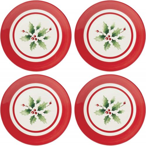 레녹스 Lenox 890771 Holiday Handpaint Stripe 4 Piece Dessert Plate Set