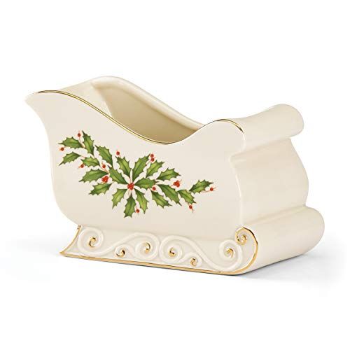 레녹스 Lenox Holiday Sleigh Candy Dish, 1.40 LB, Red & Green