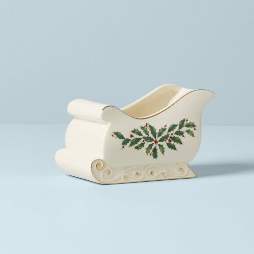 레녹스 Lenox Holiday Sleigh Candy Dish, 1.40 LB, Red & Green