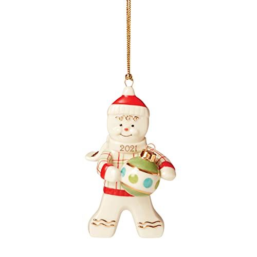 레녹스 Lenox 2021 Trimming The Tree Gingerbread Ornament, 0.30 LB, Ivory