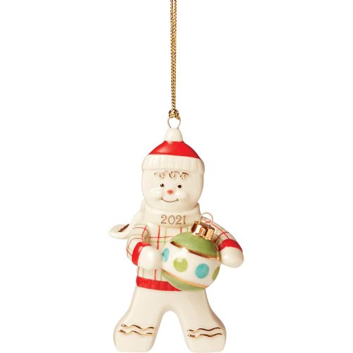 레녹스 Lenox 2021 Trimming The Tree Gingerbread Ornament, 0.30 LB, Ivory