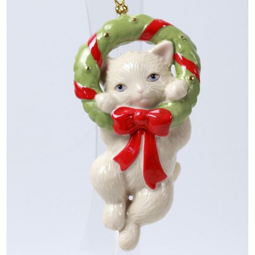 레녹스 Lenox Christmas Wreath with Cat Ornament