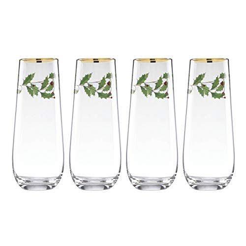 레녹스 Lenox Holiday 4 Piece Stemless Wine Glasses